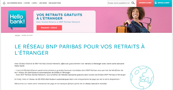 Retraits à l'étranger chez Hello bank